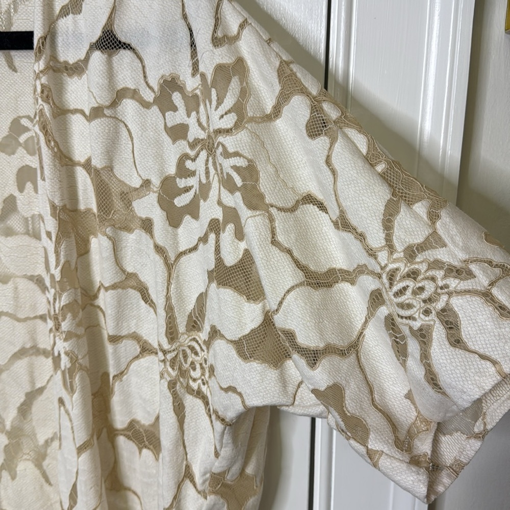 Anne Klein Cream Lace Overlay open front cardigan - Picture 7 of 9